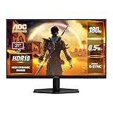 【Amazon.co.jp 限定】AOC ゲーミングモニター 27G42E/11, 27.0インチ, フルHD/1920×1080@180Hz, 応答速度0.5ms(MPRT), Fast IPS, HDMI2.0 x 1/ DP1.4x1,ブルーライト低減, フリッカーフリー, G-Sync Compatible対応, Adaptive Sync, HDR10対応, 3年保証