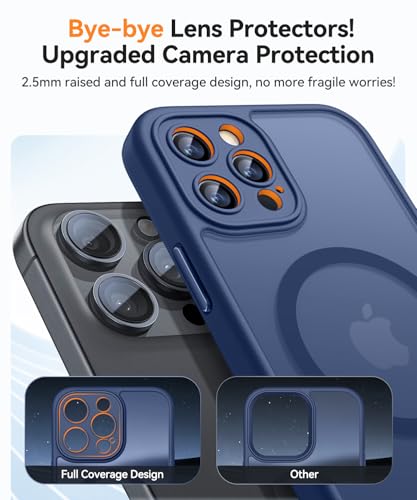 Image of CANSHN Magnetic Compatible with iPhone 12 Pro Case, Upgraded [Full Camera Protection] [Compatible with Magsafe] [Translucent Matte] Shockproof Protective Phone Cover 6.1 Inch - Deep Blue