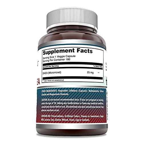 Amazing Formulas Micronized Dhea 25Mg 180 Veggie Capsules Supplement | Non-Gmo | Gluten Free | Made In Usa | Ideal For Vegetarians | Dehydroepiandrosterone Capsules For Men & Women #TOP2