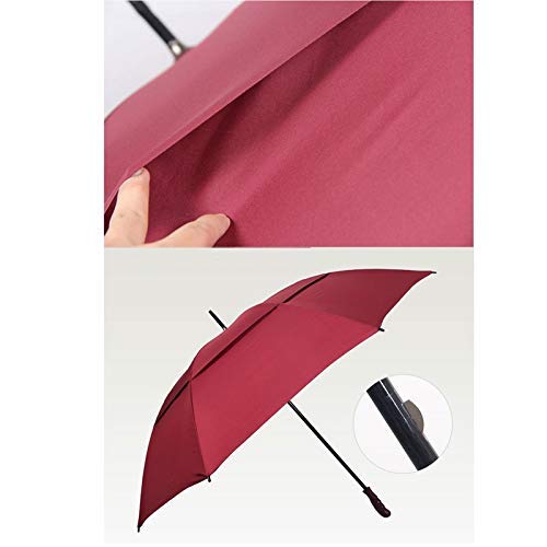 Parapluie de golf double résistant au vent grand manche renforcé rouge