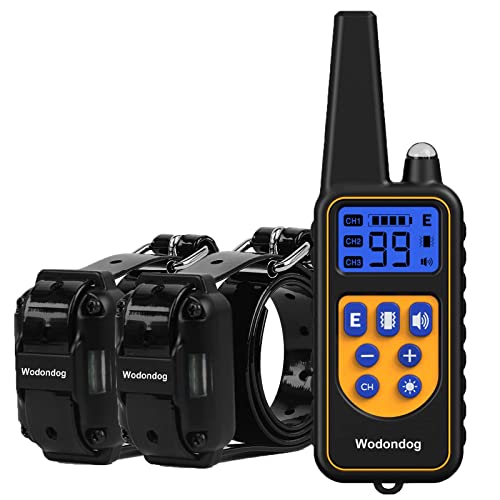 Collar de Adiestramiento para Perros, Collar Electrico Perro Recargable y Impermeable para Perros Pequeños, Medianos y Grandes con Control a Distancia 800 Metros, 2 Collars