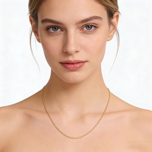 YBNGSMK 18K Solid Gold Necklace for Women 1mm Dainty Thin Necklace Chain, Gold Necklace Waterproof, Rust-Proof, Hypoallergenic — view 6