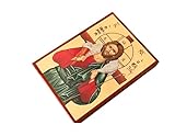 Jesus Christ The Good Shepherd Greek Byzantine Orthodox Christian handmade icon In Golden leaf