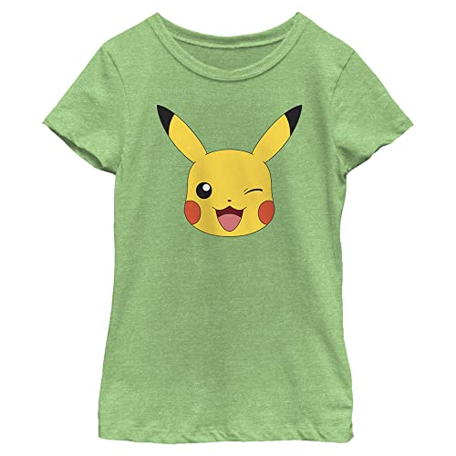 T-shirt Pikachu Big Face pour filles vert pomme en taille XS