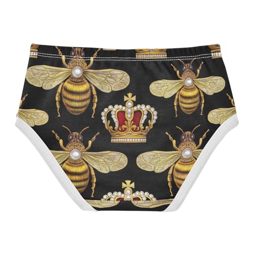 Cotton Toddler Underwear Custom Bees Royal Crowns Black Panties for Girl Durable Undies Kids Briefs 2t2