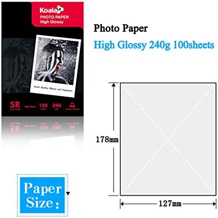 KOALA Inkjet Photo Paper 7x5 '' 13x18 cm Glossy 100 Sheets 240 GSM for Canon Hp Epson Inkjet Printer