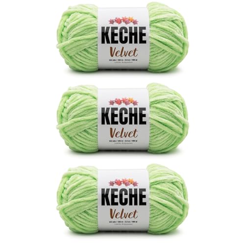 Image of Keche Velvet Yarn for Crocheting, Soft Chenille Bulky Baby Blanket Amigurumi Yarn 3x100 gr (3x132 yds) (3- Skeins) - Pistachio