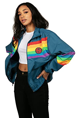 Tipsy Elves Rainbow Striped Windbreaker Jacket For Men For Pride Festivals Rainglow Size X-Large #TOP3