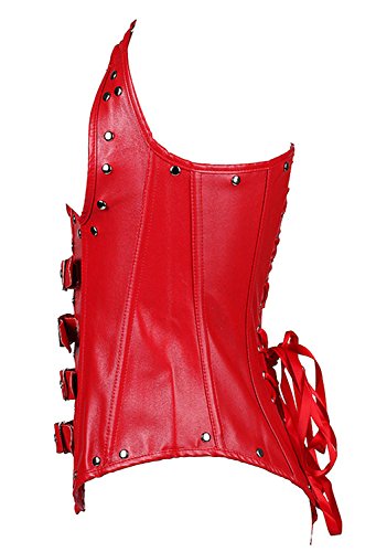 Jutrisujo Corsage Korsage Kunstleder Unterbrust Korsett Steampunk Leder Reissverschluss Halbbrust Corset StahlStäbchen – Bild 4