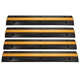 SmarketBuy Rubber Cable Protector Cable Ramps Black Ramp and Yellow lid Connector Speed Bump (4 Pack Single Channel)
