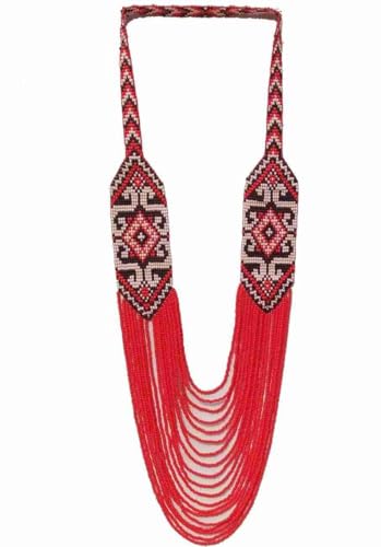 Pendientes ucranianos Gerdan folclóricos y collar multicolor de cuentas 4