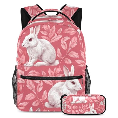 Sac à dos avec trousse à crayons lapin rose à offrir pour la rentrée