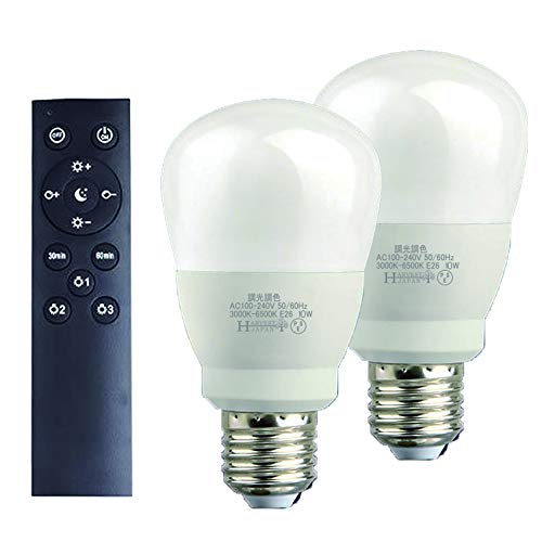 調光調色 LED電球 リモコン機能付き E26 10Ｗ 60W相当 ledライト 電球色 昼光色 タイマー付き 常夜灯 明るさメモリ機能 PSE認証あり 2年 (リモコン＋電球4個) Amazon | 調光調色 LED電球 リモコン付き E26 60W相当 ledライト 電球