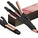 AmoVee 2 in 1 Travel Flat Iron Curling Iron Mini Hair Straightener with Black Titanium Coated, Dual Voltage, 1 Inch, Carry Bag Included, Black