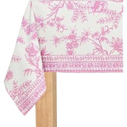 Coterie Pink Toile Paper Tablecloth | Rectangle Tablecloth/Table Cover for Bridal and Baby Shower, Tea Party, Garden Party, Birthday | 8.5' by 4.5' Table Cloth Rectangle Table