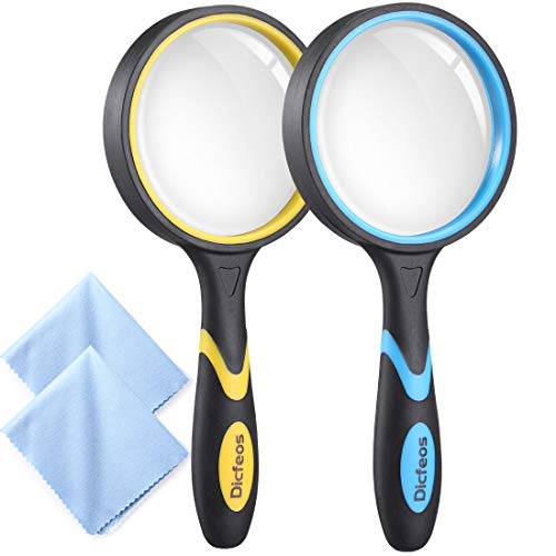 Dicfeos 2 Pack Magnifying Glss, 4X Handheld Reading Magnifier for Kids and Seniors