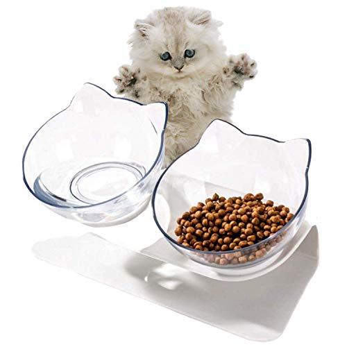 Cuencos para gatos Cadosoigh, plataforma inclinada de 15°, cuenco de alimentación para gatos y gatos, con soporte, antideslizante y antiderrames, duradero, cuenco de agua para gatos y perros pequeños