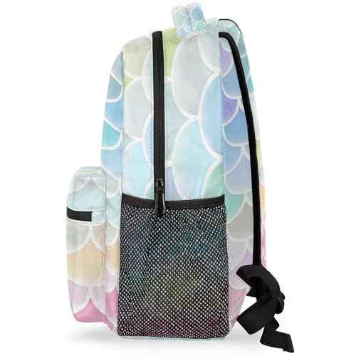 Mochila de escamas de colores ligera para evitar dolor de espalda en viajes 5