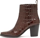 Womens Square Toe Ankle Boots Chunky Heel Chelsea...