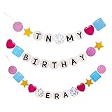 JINGIHE Geburtstag Wimpelkette Deko Happy Birthday Banner, Glitzer Bunte Disco Dekoration Girlande, Vintage Geburtstagsdeko Kinder Party Dekoration für alle Altersgruppen