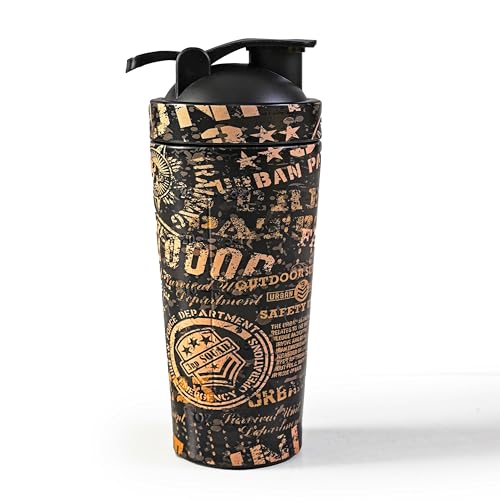 Image of Body Smith - ACTIVE WEAR & MORE Stainless Steel Protein Shaker Bottle - Leak Proof Gym Shaker with Mixing Ball, BPA Free, 750ml (Military Brown) (Brown)