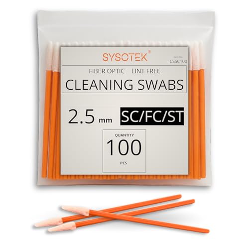 Sysotek Fiber Optic Cleaning Swabs - 100 Pack - SC 2.5mm - for Cleaning Optical Components. Lint Free Anti-Static Swabs, Cleaning Stick for Ports and Adapters, SC Connector Cleaner Tool for Field Use