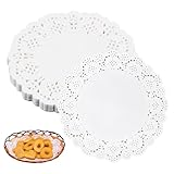 Blondas Desechables, 150 Hojas De Papel De Encaje Redondo Blanco, Diámetro 9 Cm (3.5 Pulgadas), Para Bodas Cumpleaños Pasteles Postres Y Decoración De Alimentos