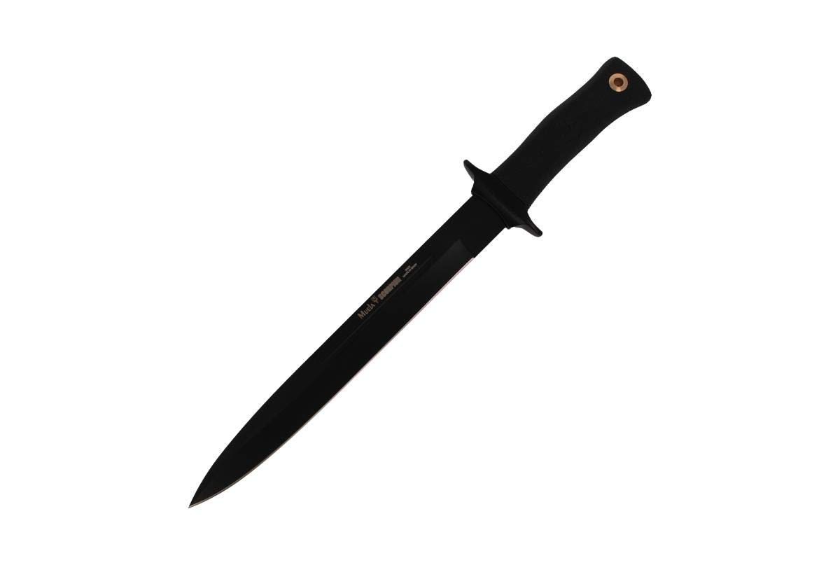 Muela Cuchillo SCORPION-26G hoja de acero ACX-380 de 26 cm teflonada y empuñadura de goma para Caza, Pesca, Supervivencia y Bushcraft Realizado en Ciudad Real + Portabotellas de regalo