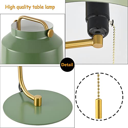 Koonting Industrial Table Lamp, Metal Desk Lamp With Pull Chain Switch, Modern Bedside Nightstand Lamp Reading Lamp With Green Shade For Bedroom Living Room Kid Room Dorm Farmhouse Workplace #TOP3