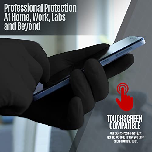 Med Pride Maxx Strength Nitrile Industrial Gloves, 8 Mil Thick [1000 Gloves/Medium] - Diamond Texture Disposable Safety- Heavy-Duty, Tear-Resistant Mechanic Automotive Food Handling Gloves- Black #TOP5