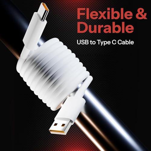 Image of USB A to Type C Charging Cable for Vivo Smartphones, Fast Charge Support & Stable Data Transfer Compatible with Vivo, Oppo, Realme & Type C Devices (Free Cable Protector)