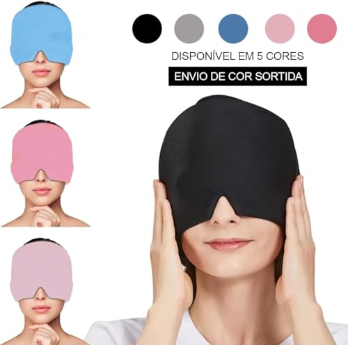 Touca Tapa Olhos Gel 180º Flexível Compressora Manta Térmica Máscara Gel Sólido Gelado ou Quente Par