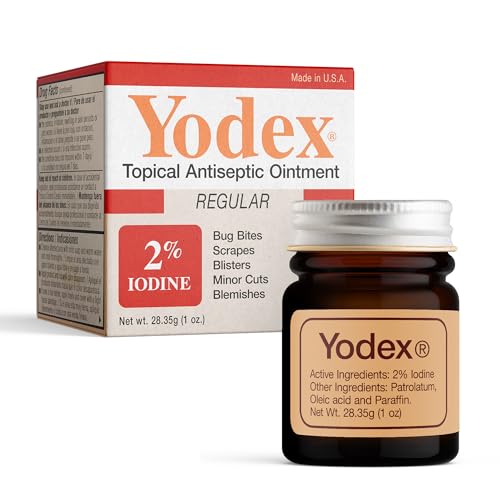 Yodex Baar Topical Antiseptic Ointment 2% Iodine First Aid Ointment for Minor Cuts Wounds & Abrasions Iodex Formula 1 oz Jar