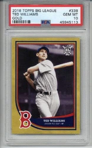 2018 TOPPS BIG LEAGUE GOLD #338 TED WILLIAMS BASEBALL CARD RED SOX PSA 10 POP 1