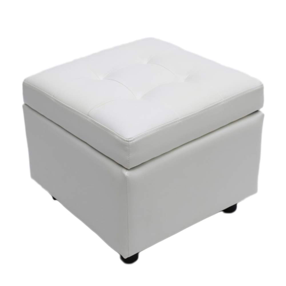 Tabouret pliable capitonné en similicuir marron idéal pour la chambre