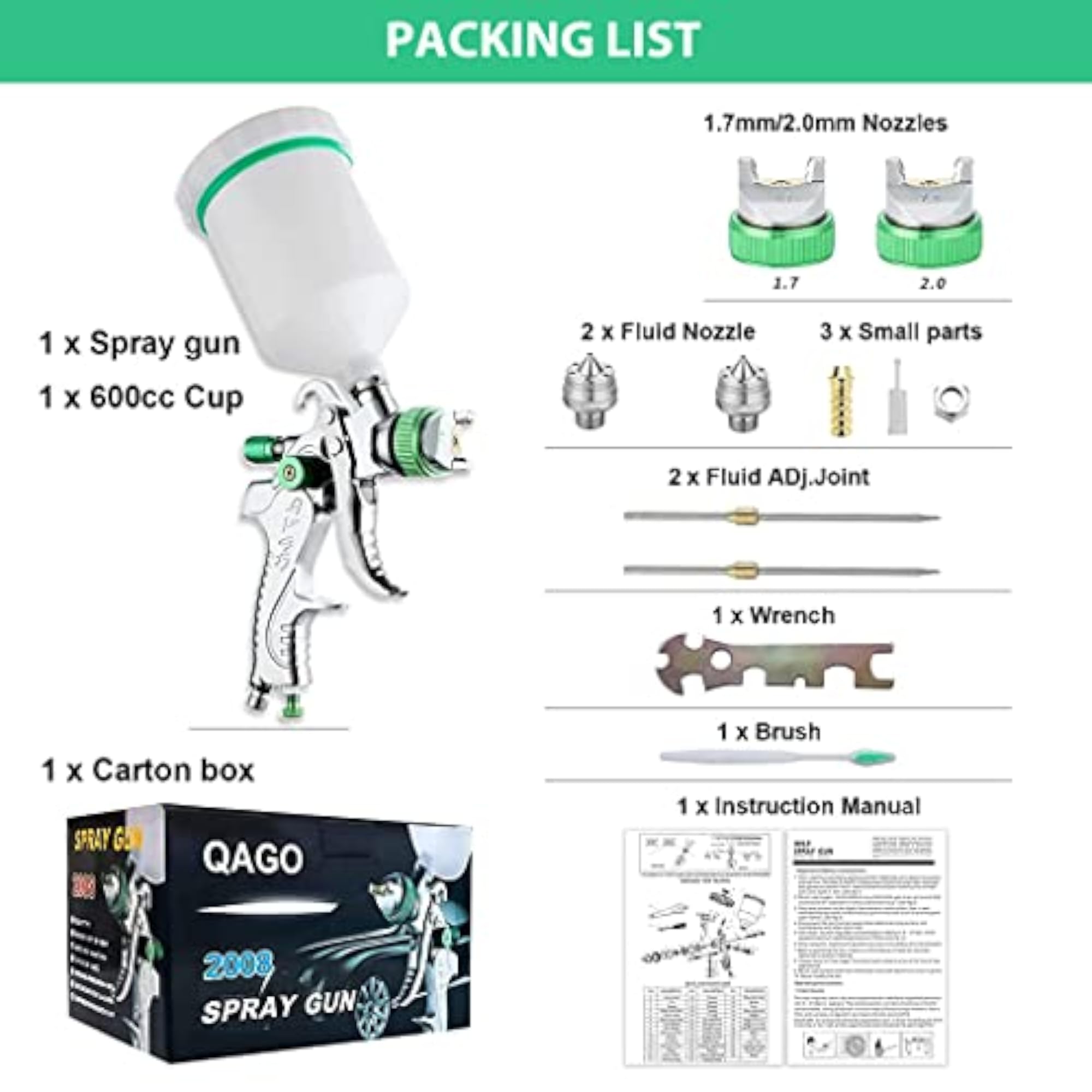 Paint Spray Gun Set with 3 Nozzles
