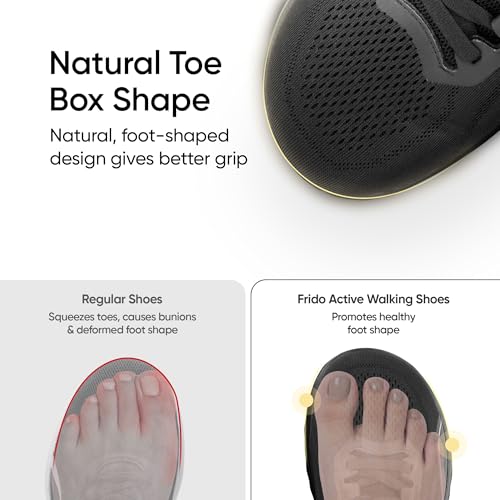 Image of Frido Active Walking Shoes for Men & Women | Lightweight Breathable Mesh Upper | Zero-Drop Sole with Wide Toe Box for Natural Movement | Cushioned Comfort Lace-Up Sneakers