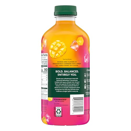 Starbucks Refreshers Concentrate Mango Dragonfruit, Refreshing Drink, Cold Drinks 32 fl oz