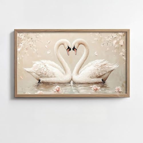 Valentines Day Frame Tv Art Frame Tv Swan Heart Shaped Frame Tv Vintage Spring Valentines Painting Moody Romantic Dcor Gift For Her