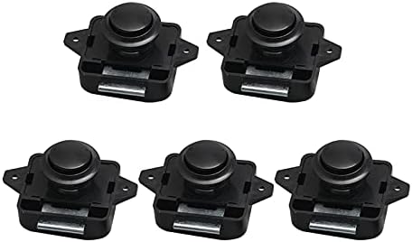 Push Button Latch, Keyless Door Lock Catch, Pops Up Cupboard Door Knob for Hanging Cabinets, Drawers(Black-5PCS)
