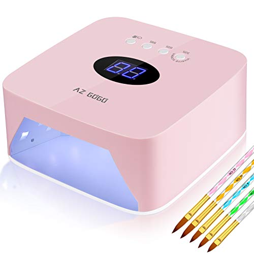 AZ GOGO Lampe à Ongles Rechargeable, Lampe LED UV Sans Fil pour Gel à Ongles, Lampe UV Sèche Ongles Professionnel Automatique, 30/60/99s, Écran Tactile...