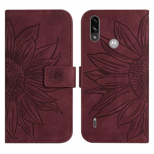 Compatible with Motorola Moto E7 Power 4G Cover,Compatible with Motorola Moto E7i Power 4G Flip Kickstand Card Slots Magnetic Closure Phone Case Brown