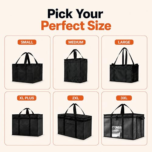 NZ home Insulated Bags for Food Delivery (3XL) Grocery Shopping Cooler Bag, Pizza Delivery, Hot & Cold Catering Tote, Reusable, Foldable & Heavy Duty (Black) by NZ home - Image 9