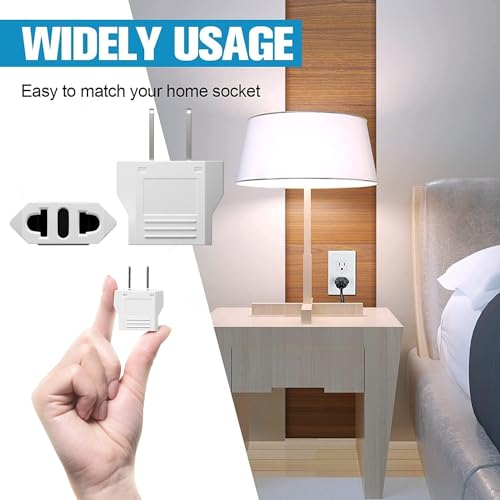 Oliveria 4 Stück Reiseadapter, EU to US Adapter, Adapterstecker USA Deutschland Stecker, Reisestecker EU auf US Deutschland/Europa Stecker Amerika/Kanada/Mexiko Konverter für Geräte mit USA-Weiß