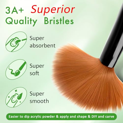 LEDSUUEI 3 Pcs【Kolinsky Hochwertiges】Acryl Pinsel für Nägel【Speziell für Acrylpulver Konzipiert 】Acryl Nagel Pinsel für Acryl Nägel, Pinsel für Acrylpulver, Nailart Pinsel für Gelnägel, Size 8/10/14