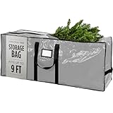 Christmas Tree Storage Bag - Stores 9 Foot Artificial Xmas Holiday Tree, Durable Waterproof Material, Zippered Bag, Carry Handles - Protects Against Dust, Insects and Moisture (Grey)