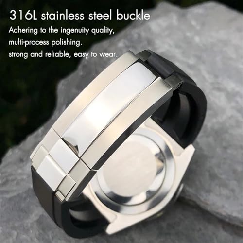 Bracelet caoutchouc vert 20mm pour Rolex Submariner style sport et urbain - 4
