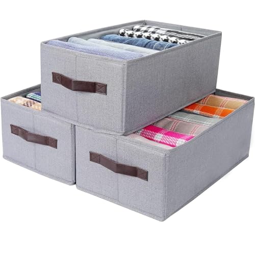 Image of Mulitple Compartments Foldable Jeans, T-Shirt, Pant Organizer; Clothing Storage Solution for Wardrobe Organization & Clothes Management (6 Compartment (pack 0f 5), Grey)
