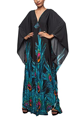 Caftan ample boho et robe de plage grande taille à imprimé floral d'été pour femme