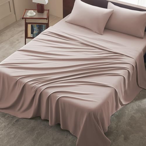 Image of Full Size 4 Piece Sheet Set - Comfy Breathable & Cooling Bed Sheets Set, Soft and Wrinkle Free, Deep Pockets, Easy & Secure Fit, Hotel Luxury Bedding - Oeko-Tex - Baby Pink